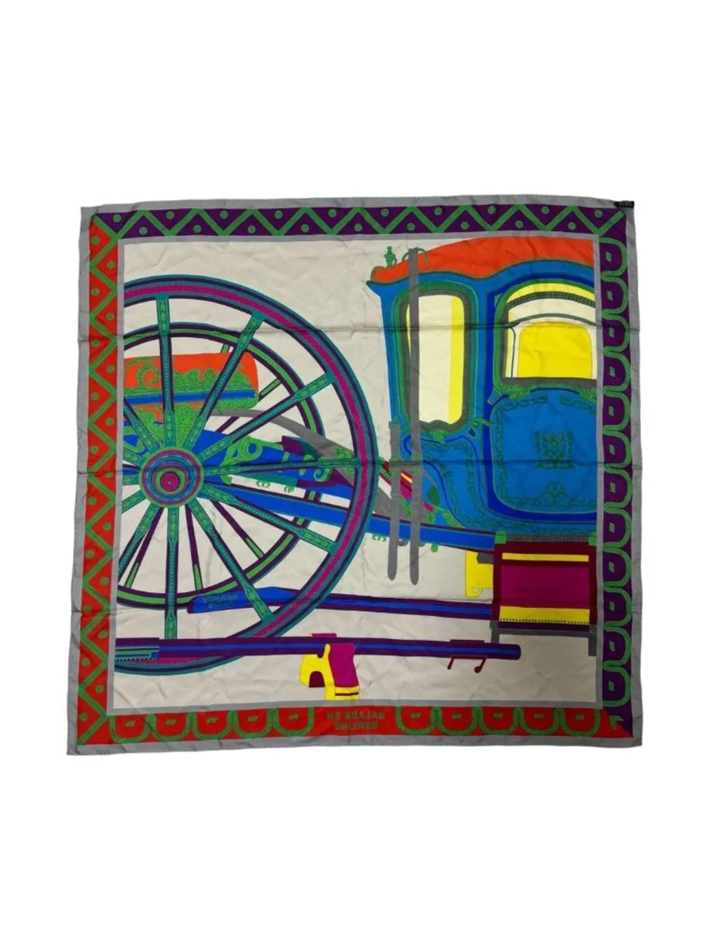 Hermes Carre 90 Balade en Berline Roulis on a Carriage Scarf